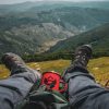 Views of a hiker taking a break in Mavrovo national park